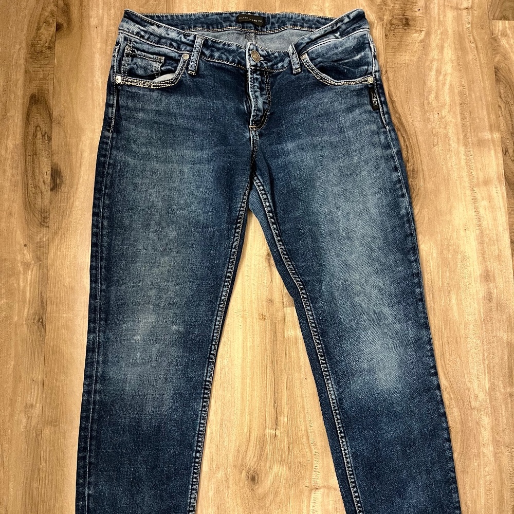 Silver Boyfriend Blue Jeans